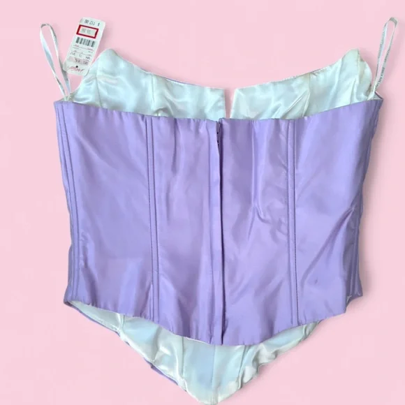 Jessica McClintock Gunne Sax Lilac Satin Corset Top NWT Millennium 2000 Sz 5/6 - Picture 2 of 14